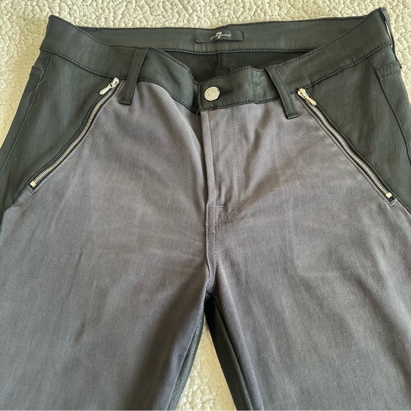 7 For All Mankind Black & Charcoal Contrast Zip Pants (Size‎ 30) - Picture 3 of 12
